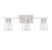 8-1020-3-SN Calhoun Modern Bohemian Clear Glass Bathroom Vanity Wall Light