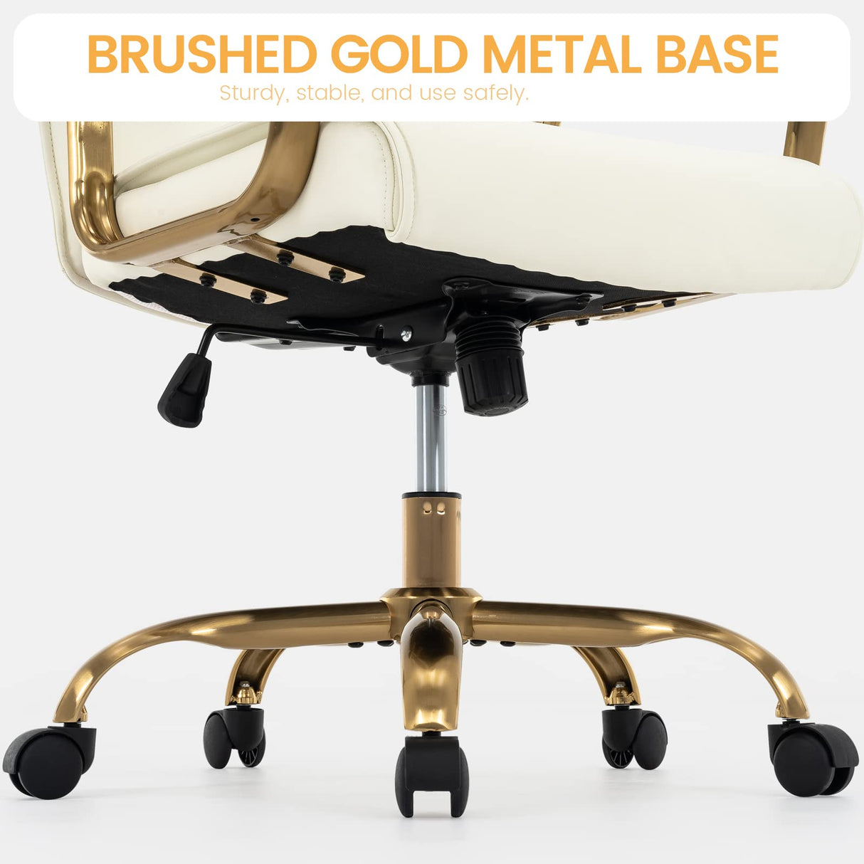 Modern Upholstered Mid-Back Office Chair with Wheels