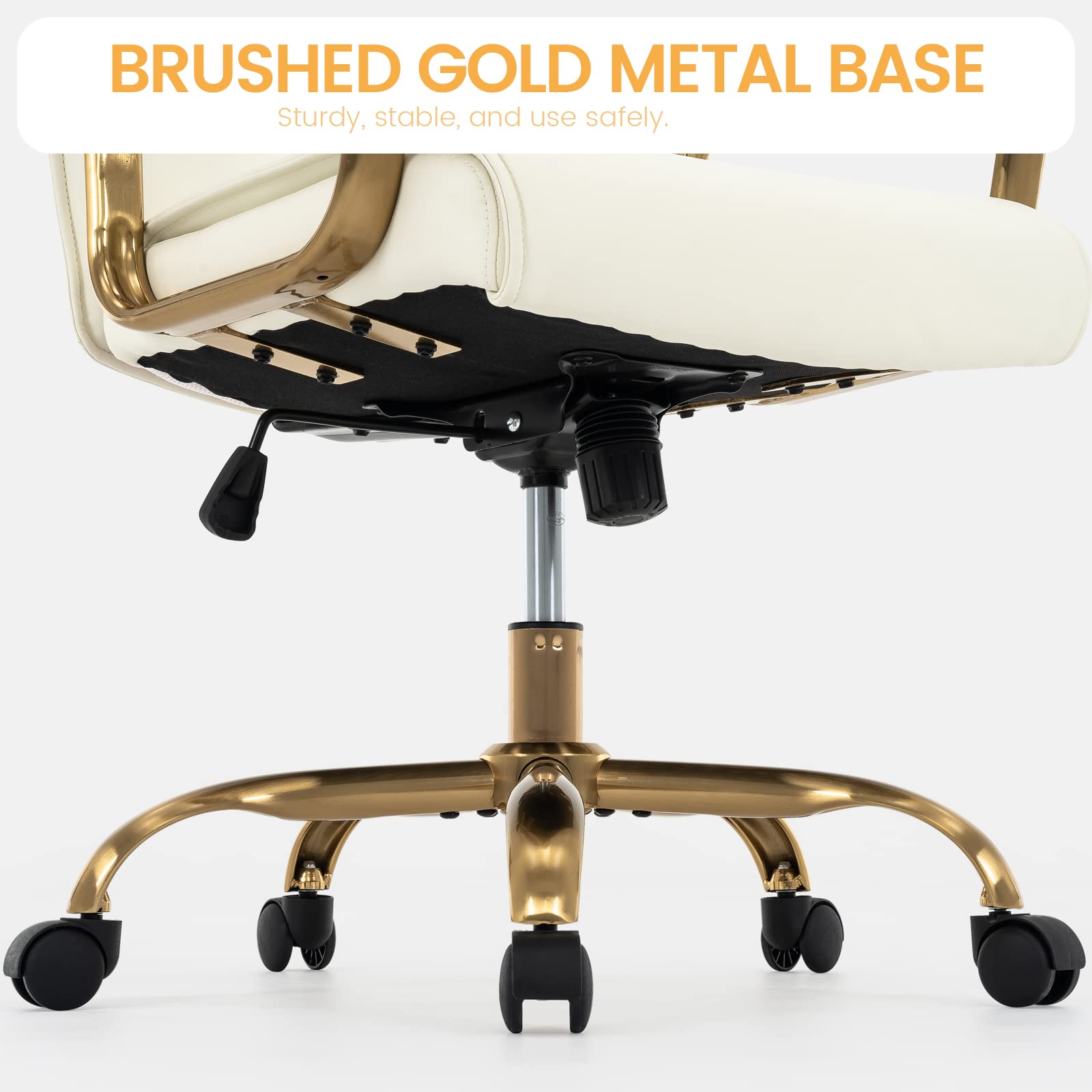 Modern Upholstered Mid-Back Office Chair with Wheels