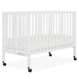 Quinn Full-Size Folding Crib In White, Removeable Wheels, Modern Nursey, Adjustable