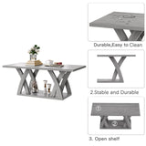 Farmhouse Coffee Table with Shelf, Wood Coffee Table for Living Room, Open Display Area