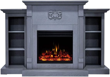 Sanoma 72'' Electric Multi Color LED Fireplace with Charred Log Insert