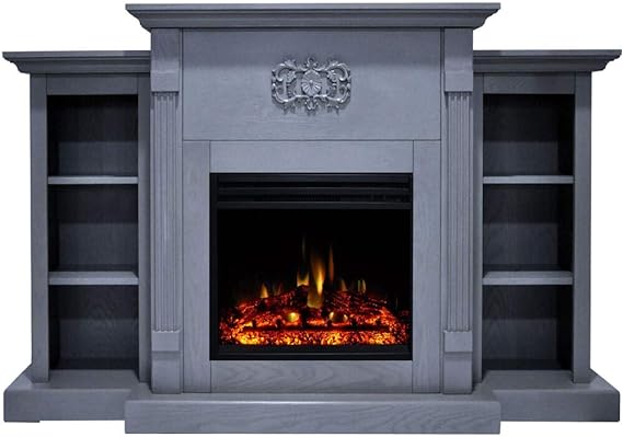 Sanoma 72'' Electric Multi Color LED Fireplace with Charred Log Insert