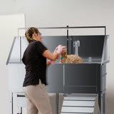 Professional 56" Dog Washing Station - Stainless Steel Grooming Tub with Ramp
