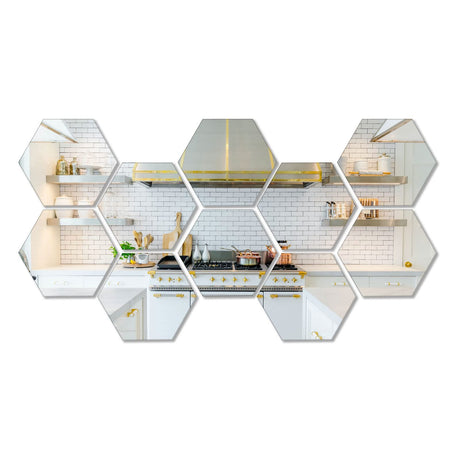 10 Pieces Hexagonal Mirror Wall Mirror Glass Mirror Mirrors Decor