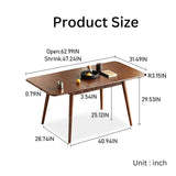 100% Solid Wood Extendable Dining Table, 47"-63" Mid Century Modern Folding Dining