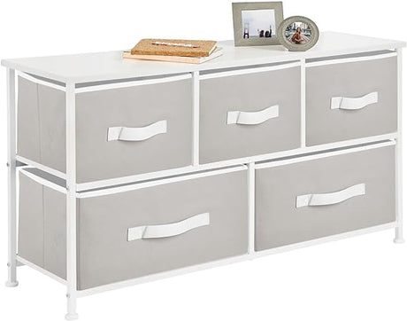 Wide Steel Frame/Wood Top Storage Dresser Furniture