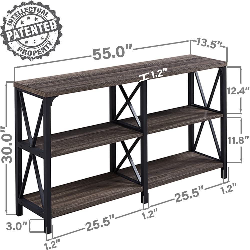 Industrial Console Table, Rustic Wood and Metal Sofa Table, Hallway Entry Table