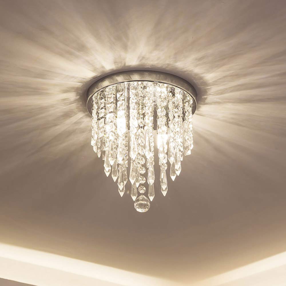 Mini Chandelier, Crystal Chandelier Lighting, 2 Lights, Flush Mount Ceiling Light