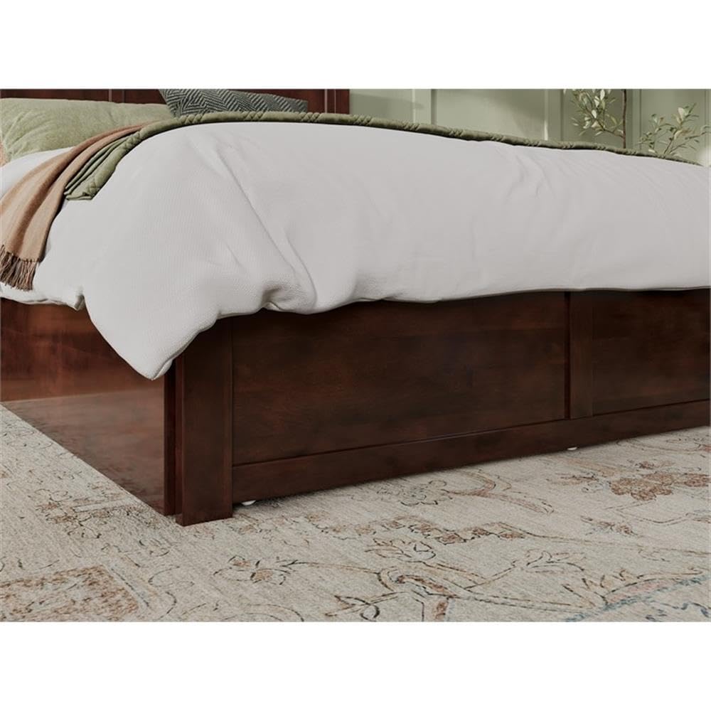 Wood Bed with Twin XL Trundle in Walnut