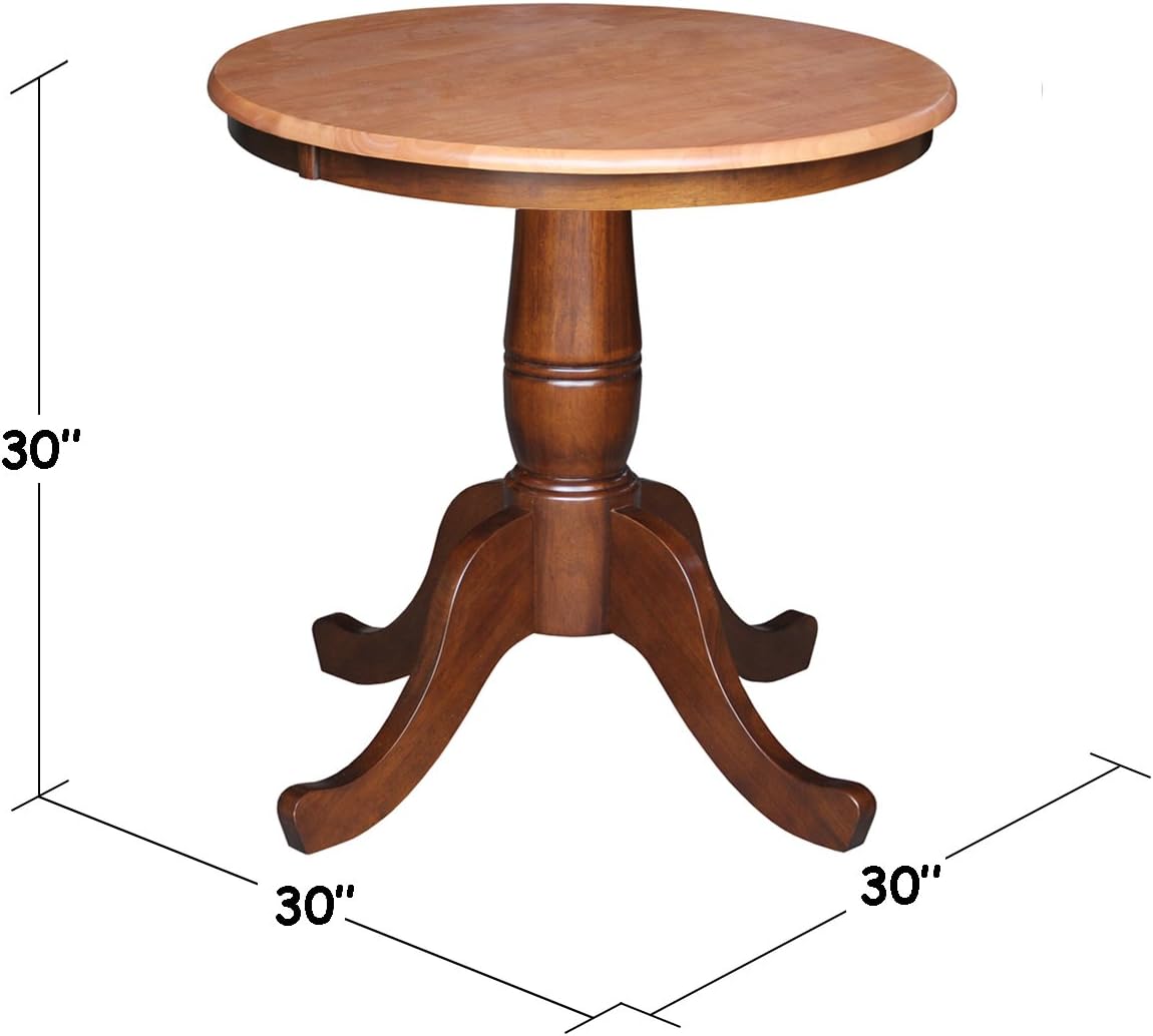 30" Round Top Pedestal Table, Cinnamon/Espresso