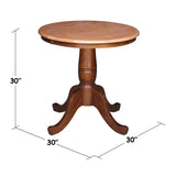 30" Round Top Pedestal Table, Cinnamon/Espresso