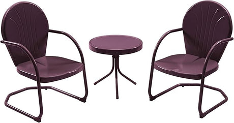 Patio Bistro Set Retro Metal Outdoor Seating Conversation 3 Pieces, 2 C-Spring Motion