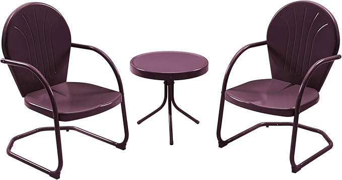 Patio Bistro Set Retro Metal Outdoor Seating Conversation 3 Pieces, 2 C-Spring Motion