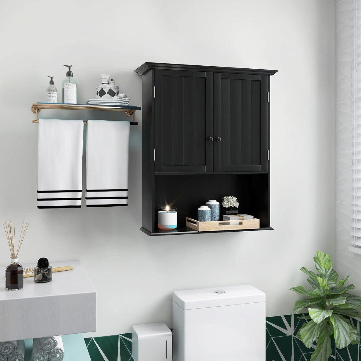 Bathroom Storage Cabinet Wall Mounted, Wooden Over The Toilet Space Saver