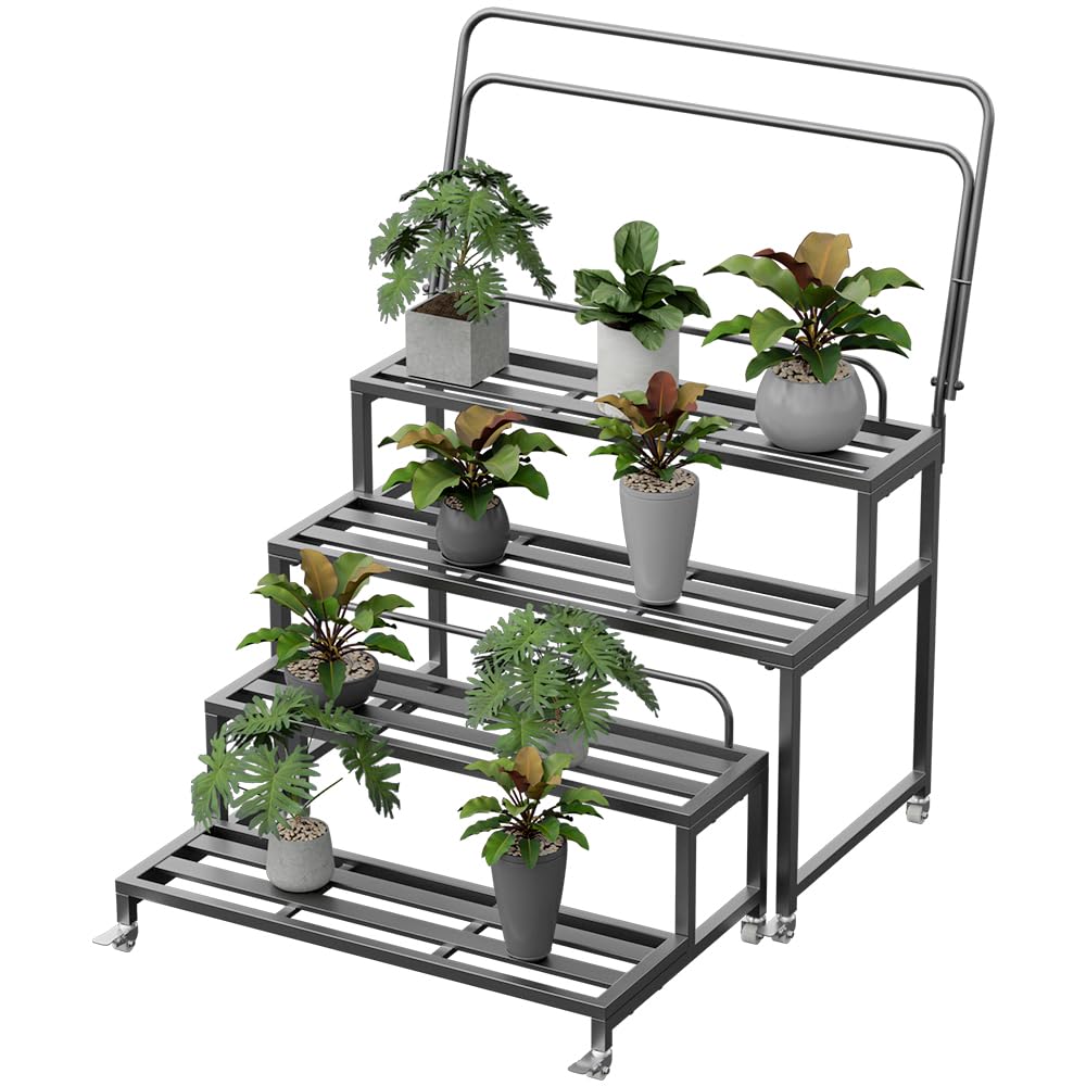 Metal Plant Stand for Outdoor Indoor, 4-Tier Aluminum Plant Stands, Multiple Plants Shelf