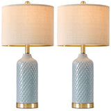 24.25" Table Lamps Set of 2 Modern Ceramic Blue Lamps for Living Room Farmhouse Beds