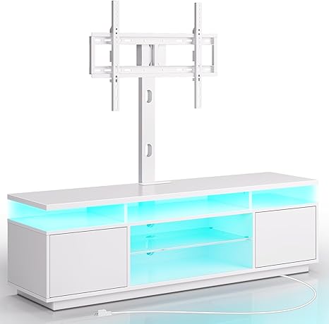 TV Stand with Mount and Power Outlet 51.2", Swivel TV Stand Mount