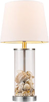 67155 20" Fillable Table Lamp, Clear Glass and Steel Base