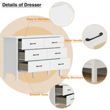 JOZZBY Dresser for Bedroom with 6 Drawers, Modern White Dresser with Metal Handles, Wood Storage Organizer Chest of Drawers for Nursery, Hallway