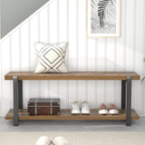 Entryway Bench, Industrial Shoe Storage Bench for Living Room Bedroom, Rustic Brown