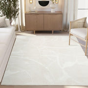 Zen Cream Area Rug 8x10 - Neutral Brush Stroke Design