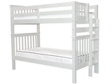 Tall Bunk Beds Twin over Twin Mission Style with End Ladder, White