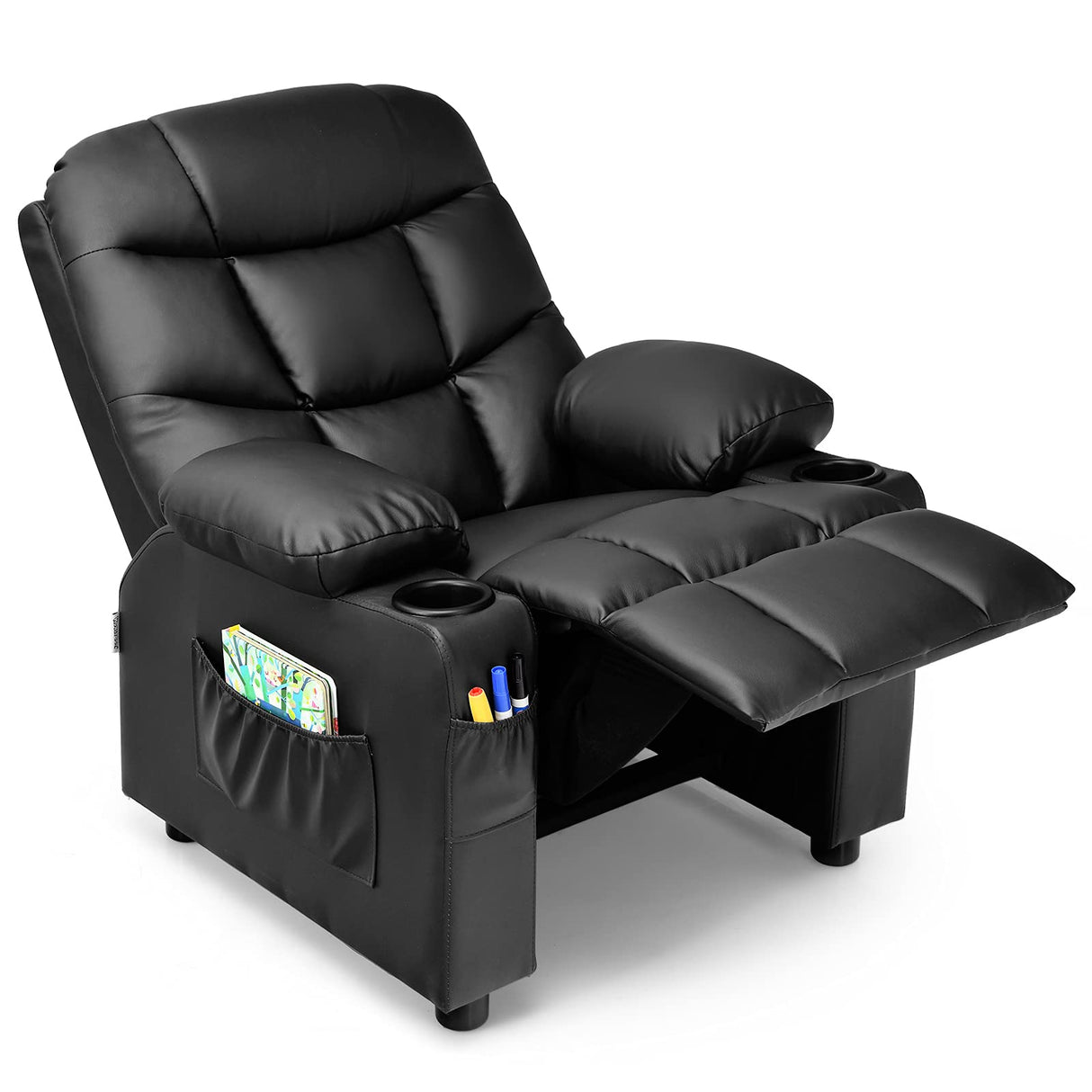 Kids Recliner Chair w/Cup Holder& Side Pockets, Children Recliner w/Comfortable