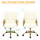 Modern Upholstered Mid-Back Office Chair with Wheels