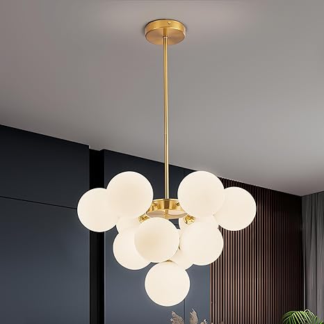 12 Lights Modern Globe Chandelier,Mid Century Gold Bubble Chandelier