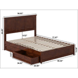 Felicity Full Platform Bed with Panel Footboard and Storage Drawers, Walnut