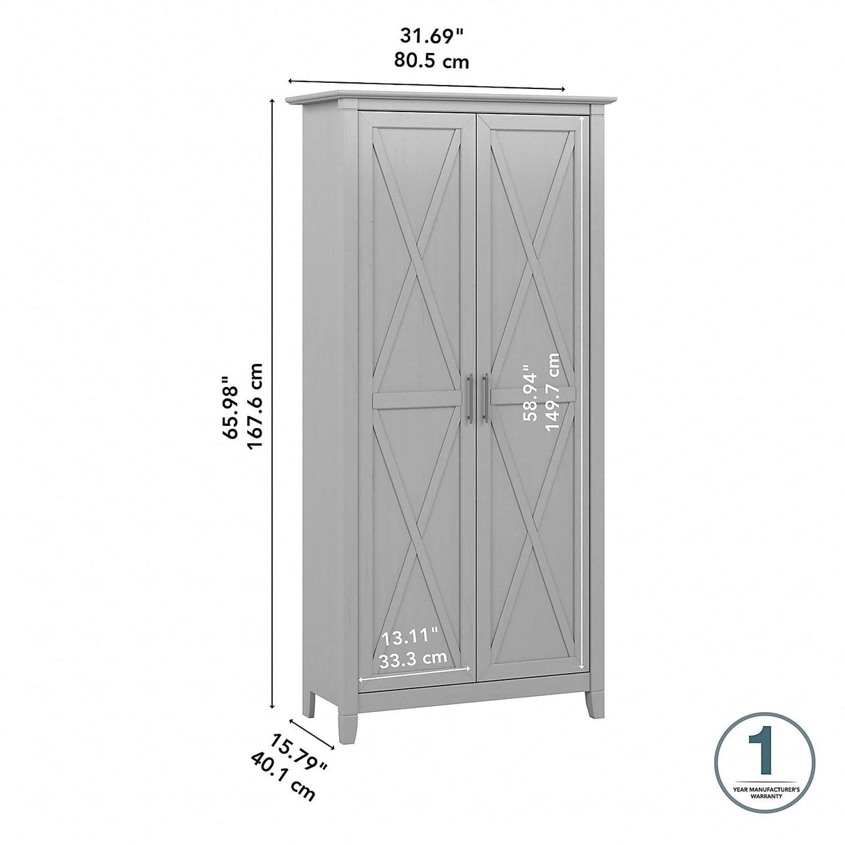 Key West Tall Storage Cabinet with Doors in Cape Cod Gray