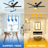 52 Inch Smart Ceiling Fan, DC Reversible Motor Noiseless Timing 3CCT Dimmable, Black