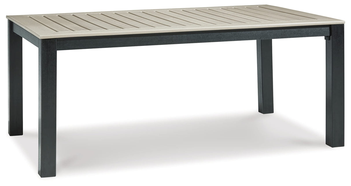 Outdoor Dining Table with Umbrella Option, Light Gray & Black
