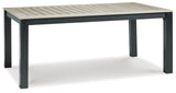 Outdoor Dining Table with Umbrella Option, Light Gray & Black