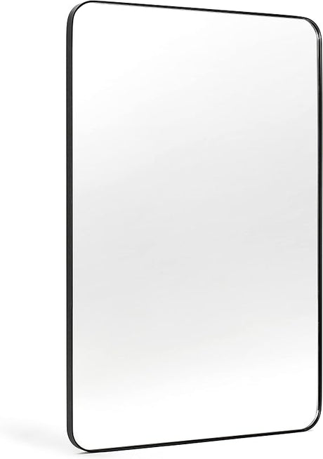 Bathroom Mirror for Over Sink, 24x36 Inch Rectangle Mirror, Black Metal Framed Mirror