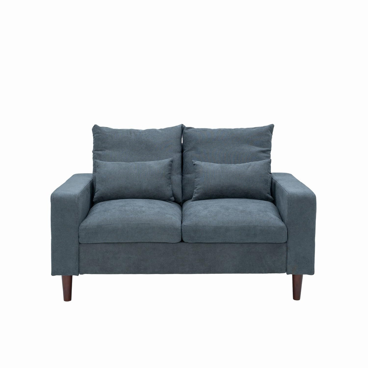 54.5" Small Loveseat Couch Sofa, Fabric Upholstered 2-Seat Sofa, Love Seat Furniture with Wood Leg for Small Space, Living Room, Apartment (Gray Linen, Track Arm-2 Seater)