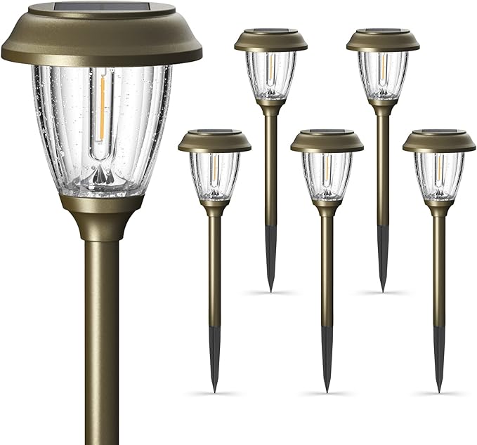 Solar Lights Outdoor 10/25 LM LED with 2 Lighting Modes, Solar Garden Lights Glass