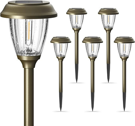 Solar Lights Outdoor 10/25 LM LED with 2 Lighting Modes, Solar Garden Lights Glass