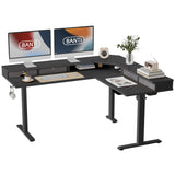 63" L-Shaped Electric Standing Desk,Height Adjustable Stand up Desk with 3 Drawer