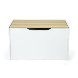 Expedition Hinged Toy Storage Chest with Lid, White & Natural Wood