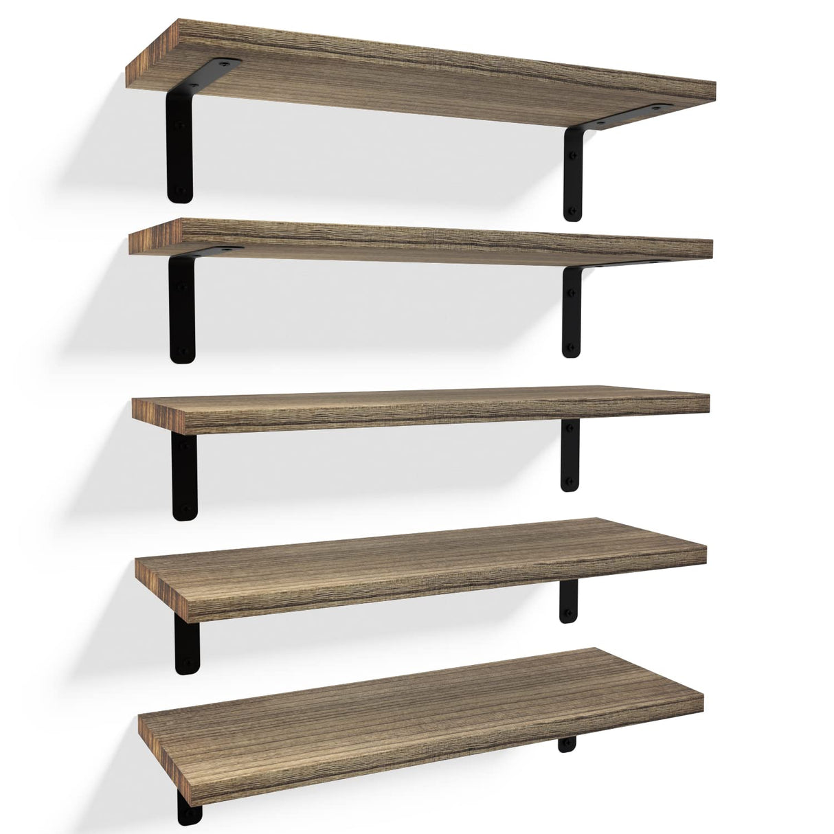 Rustic Wood Shelves Set of 5, Farmhouse Style Floating Shelf for Wall Décor