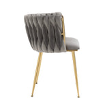 Modern Velvet Dining Chair, Curved Mid Back Support Living Room Chair