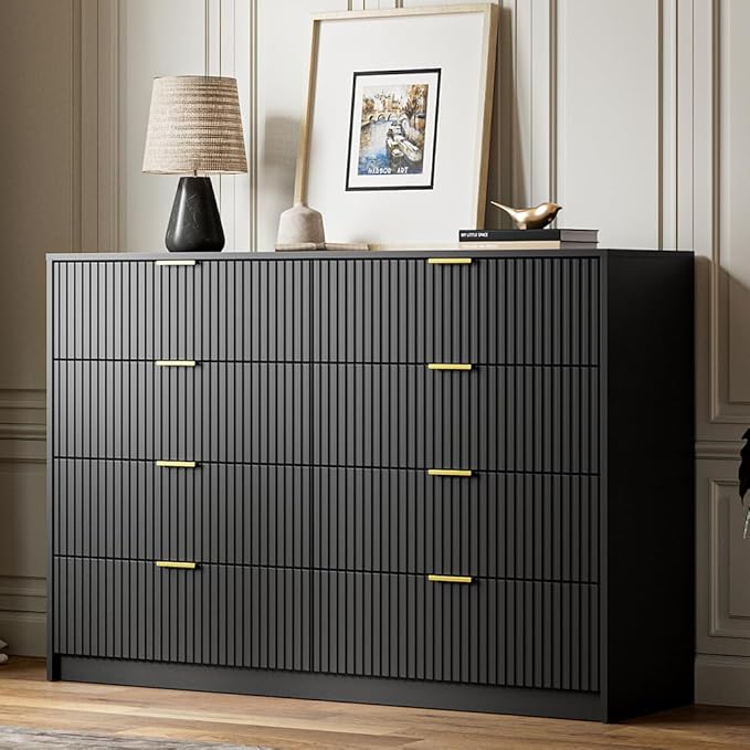 White Dresser for Bedroom, 8 Drawer Double Dresser