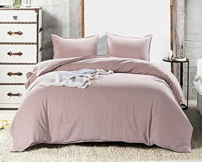 Stone Washed Linen King Duvet Cover 3-pc Set, Oeko-Tex Certified, Ultra-Soft