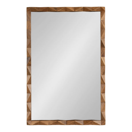 Kate and Laurel Endicott Modern Geometric Rectangle Wall Mirror, 24 x 36, Natural Rustic, Rectangular Dimensional Pieced Wood Mirror for Use as Bathroom Mirror for Over Sink or Cute Nursery Mirror