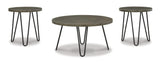 Hadasky Contemporary 3-Piece Table Set, Includes 3 Round Tables with Hairpin Legs