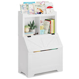 Storage Organizer, Large Wooden Toy Box Chest with Flip-top Lid and Cubby, 3-Tire Children's Bookcase