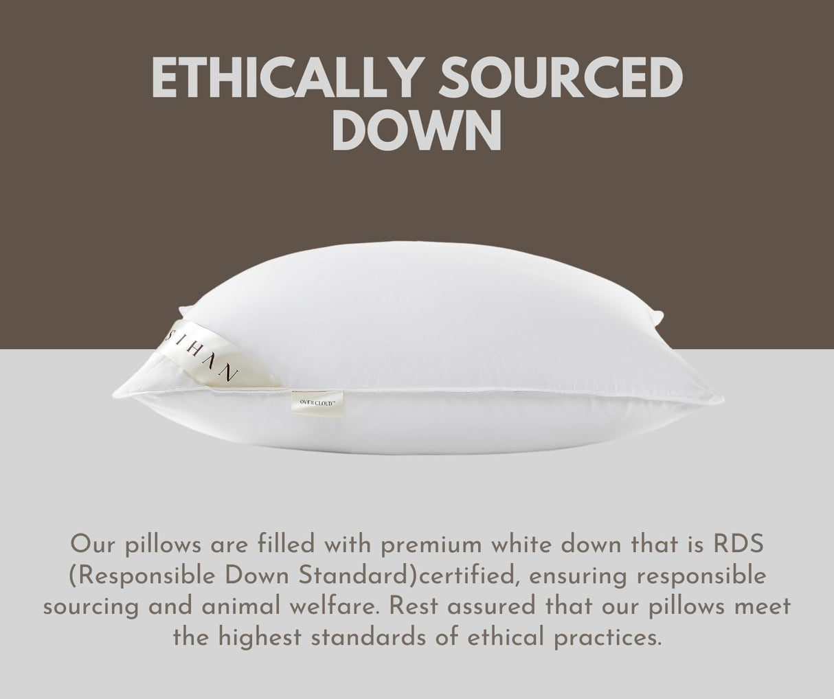 OverCloud™ Goose Down Pillows, Down Pillow for Stomach Sleeper