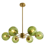Glass Ball Pendant Light Mid Century Modern Gold 6-Lights Globe Sputnik Chandelier